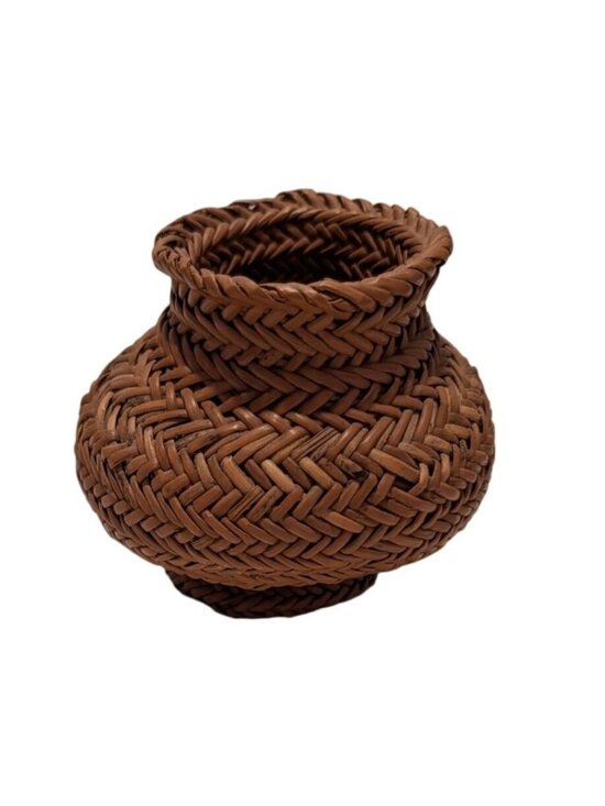 Unbranded Other - Vintage Hand-Woven Pine Needle Basket Olla Shape Rustic Decor Unique Artisan